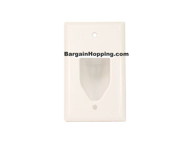 1-Gang Recessed Low Voltage Cable Wall Plate - White